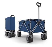 Kinderkraft ROLLSTER, Chariot de Transport Pliable, capacité de 130 litres, capacité de Charge de 100 kg, Poids léger 10,3 kg, Bleu