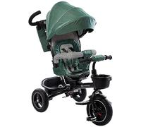 Tricycle Bébé Kinderkraft 5 en 1 SPINSTEP, De 9 Mois à 5 Ans, Siège Pivotant 360°, Cabine UPF50+, Roues PU Tout-Terrain, Vert