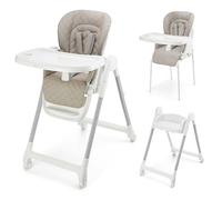 Kinderkraft TULO Kinderhochstuhl 3-in-1, Kinderstuhl, Hochstuhl, bis 25kg, 5 Höhenpositionen, 3 Rückenstützen, 3 Fußstützenpositionen, 4 Räder mit Bremse, Beige