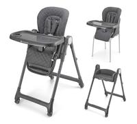 Kinderkraft TULO Chaise haute pour bébé, Ergonomique, Confortable, Pliable, Avec Repose-Pieds Réglable en Hauteur, Double Plateau Amovible Pour les Tout-Petits de 6 mois à 5 ans, Gris