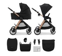 Kinderkraft VESTO 2, Poussette 2 en 1 avec nacelle, Siège réversible, Pliage compact autoportant, Suspension toutes roues, Dès la naissance jusqu’à 22 kg, Noir