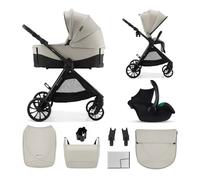 Kinderkraft VESTO 2 Poussette Bébé 3 en 1, Poussette Trio avec Nacelle et Siège Auto MINK PRO 2, Siège Réversible, Travel System, Pliage Compact, Beige