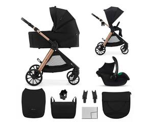 Kinderkraft VESTO 2 Poussette Bébé 3 en 1, Poussette Trio avec Nacelle et Siège Auto MINK PRO 2, Siège Réversible, Travel System, Pliage Compact, Roues EVA, Noir
