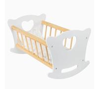 Kinderplay Berceau de poupée en bois avec parure de lit - Lit à bascule pour poupées jusqu'à 49,5 cm - Jouet en bois pour filles à partir de 3 ans - Berceau durable pour jeux de rôle et cadeau pour