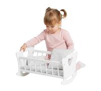 Kinderplay Berceau pour poupée en Bois avec Parure de lit - Lit de poupée avec Matelas, Coussin et Couverture, Berceau à Bascule pour poupées jusqu'à 49,5 cm, Jouet en Bois pour Filles à partir de 3
