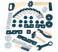 Kinderplay Coffret d'outils en bois enfant KP9850 - 43 pièces dès 3 ans boîte bleue