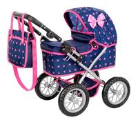 Kinderplay landau pour poupée pliable, anse réglable + sac, roues silencieuses (KP0261T)