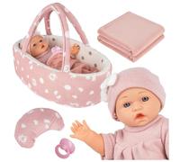 Kinderplay Poupée avec porte-bébé et accessoires, 30 cm, avec couverture, oreiller et tétine, poupée réaliste, pour enfants à partir de 3 ans, cadeau pour fille