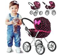 Kinderplay Poussette Poupee, Poussette Jouet - Poussette Landau Bebe pour Poupée, Gondola, Poignée Hauteur de 54 cm, Ce Landau Est Plus Facile à Pousser pour Les Enfants, KP0260G