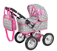 Kinderplay Poussette Poupee, Poussette Jouet - Poussette Landeau Bebe pour Poupée, Gondola, Poignée Hauteur Entre 33 et 63 cm, Ce Landau Est Plus Facile à Pousser pour Les Enfants (KP0261S)
