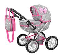 Kinderplay Poussette Poupee, Poussette Jouet - Poussette Landeau Bebe pour Poupée, Gondola, Poignée Hauteur Entre 33 et 63 cm, Ce Landau Est Plus Facile à Pousser pour Les Enfants (KP0262S)