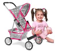 Kinderplay Poussette Poupee, Poussette Jouet - Poussette Landeau Bebe pour Poupée pour Poupon, Poignée 56cm, avec Prise Souple, Construction Légère et Stable, Landau, KP0280S