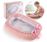 Kinderplay Sac de transport pour poupée 43 cm - Sac de transport souple réversible rose/blanc nid douillet/lit de voyage, léger et lavable, accessoire pour poupée de 30 à 43 cm, cadeau à partir de 3