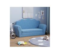 vidaXL Canapé-lit pour enfants 2 places – Dossier et accoudoirs, lit d'invité – Bleu peluche douce