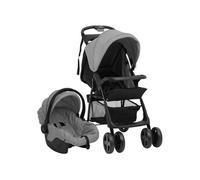vidaXL Poussette pour bébé 3-en-1 Gris clair et noir Acier 10389