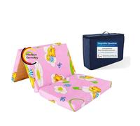 KiNDERWELT Lit de voyage pour bébé - 120 x 60 cm - Rose - Matelas pliant en mousse à froid de qualité supérieure - Fabriqué en Allemagne