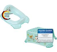 KiNDERWELT Lot de 2 Premium - Aigue-marine design Funny Farm pour bébés et jeunes enfants - siège de toilette, tabouret simple, pot stable - fonction antidérapante - sans BPA