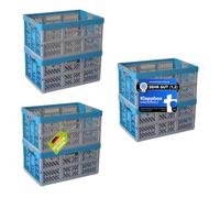 KiNDERWELT Lot de 6 boîtes pliantes professionnelles robustes de 45 l jusqu'à 50 kg - Boîte pliante - Panier de rangement et de transport - Bleu
