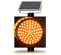 Kindevieft Feu d'avertissement Routier Solaire à LED, Signal Clignotant Rouge/Jaune à 95 LED, Lampe de sécurité routière extérieure étanche IP65 avec visière Pare-Soleil Yellow-400mm/16in