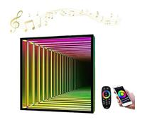 Kindevieft Lumière de Tunnel et Miroir 3D, Lampe Sensorielle de Miroir Infini, Veilleuse LED Quadrilateral-30cm