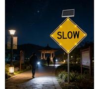 Kindevieft Panneau de ralentissement à énergie Solaire, Cadre en Aluminium en 2 Parties pour la rénovation de Routes et de parkings, signalisation routière à énergie Solaire 32in