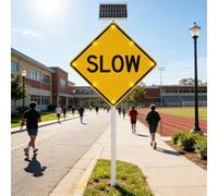 Kindevieft Panneau De Ralentissement À LED Solaire - Panneaux D'arrêt Clignotants Réfléchissants Octogonaux en Aluminium, Film Réfléchissant Haute Intensité : Visibilité Jusqu'À 800 Mètres 32in