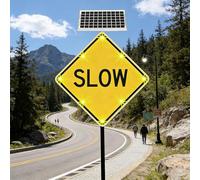 Kindevieft Panneaux de ralentissement, Panneau Lumineux de sécurité à LED à énergie Solaire pour allées, Quartiers, Panneaux Lumineux de Rue, Aluminium réfléchissant 24in