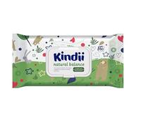 Kindii Lingettes Humides pour Bébés et Enfants Natural Balance - (60 Pièces) Lingettes Humides - Protectives, hydratantes, régénératrices, allantoïne, émollients, aloe vera, pH neutre - 60 Pièces