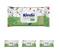 Kindii Lingettes Humides pour Bébés et Enfants Natural Balance - (60 Pièces) Lingettes Humides - Protectives, hydratantes, régénératrices, allantoïne, émollients, aloe vera, pH neutre - 60 Pièces