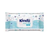 Kindii Lingettes Humides pour Bébés Pure Water 99% - (60 Pièces) Lingettes Humides - 99% eau, allantoïne, non parfumée, testée dermatologiquement, pour peaux sensibles - 60 Pièces