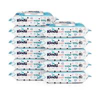 Kindii Lingettes Humides pour Bébés Pure Water 99% - Composition 99% à Base d'Eau - Allantoïne - Non Parfumée - Testée Dermatologiquement - Pour Peaux Sensibles - 12x60 pcs