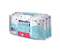 Kindii Pure Water Lot de 3 lingettes humides à 99% - Lot de 3 x 60 à 180 lingettes | Pour bébés et tout-petits | 0 mois et plus | Testées dermatologiquement | Sans parfum