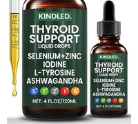 Kindled Gouttes de soutien de la thyroïde, soutien de la thyroïde pour homme et femme | Sélénium, zinc, iode, L-tyrosine, Ashwagandha, liquide de floraison de la thyroïde, équilibre et soutien du