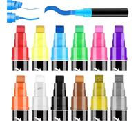 KINDLUME 12 Pièces Feutres Acrylique, Feutres Coloriage Adulte, Marqueurs Acrylique, Marqueurs Peinture 10 Mm à Pointe Large, pour Peinture Sur Roche, Tissu, Loisirs Créatifs