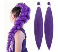 KINDLUME 2 Pièces Rajout Cheveux Tresses Violet, Extensions de Cheveux Crépus, Mèches pour Tresses Africaine Résistantes, Parfait pour Cosplay, Styles Africains Quotidiens