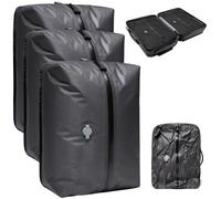 KINDLUME 3 Pièces Sac Sous Vide Voyage, Sac de Compression Voyage, Sac Rangement Sous Vide Aspirateur, Poche Sous Vide Vetement, avec Fenêtre Transparente et Poignée, pour Valise, Sac à Dos