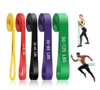 KINDLUME 5 Pièces Bandes de Résistance Kit, Élastique Musculation, Bande Élastique Musculation, Élastique Sport, avec 5 Niveaux de Résistance Différents, pour Entraînement à Domicile