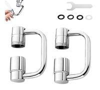 KINDLUME Bras mécanique robinet rotatif 360°, Embout robinet universel avec 2 modes d'eau anti-éclaboussures, Double pack de prolongateur de robinet en U pour évier de cuisine et lavabo de salle de ba