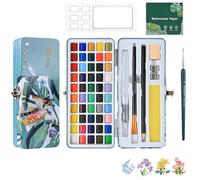 KINDLUME Coffret Aquarelle, Kit Aquarelle, Palette Aquarelles, 50 Couleurs avec 16 Accessoires et 8 Papiers Aquarelles, pour Débutants, Loisirs Créatifs et Voyage