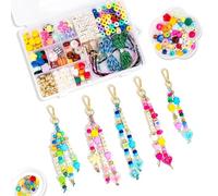 KINDLUME Kit Porte-Clés, Perles, Acrylique, DIY Fabrication avec Cœur, Étoile, Fleur et Lettres, 421 Pièces Complet pour 5 Porte-Clés, Cadeau Créatif pour Enfants et Loisirs