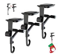 KINDLUME Lot De 3 Crochets pour Chaussettes De Noël Adjustables pour Cheminée, Support De Guirlande 2 En 1 Sans Percer, Porte-Chaussettes Noël Réglable En Métal pour Décoration De Fête (Noir)