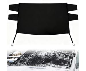 KINDLUME Protection Pare Brise Hiver, Bache Protection Voiture, Tissu Oxford 600D avec 4 Bandes Élastiques à Crochets pour Protection contre le Givre, la Neige et les Rayons du Soleil en Stationnement