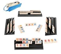 KINDLUME Set de Rummy pour Voyage - Jeu de Société Classique avec 114 Tuiles Premium & 4 Supports, Jeu de Plateau Portable pour 2-4 Joueurs, Adultes et Amateurs de Stratégie (Noir)