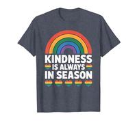 Kindness is Always in Season Arc-en-Ciel T-Shirt, Homme, Bleu Chiné, 4XL