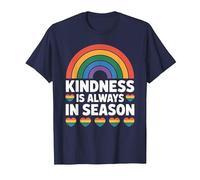 Kindness is Always in Season Arc-en-Ciel T-Shirt, Homme, Bleu Marine, XL