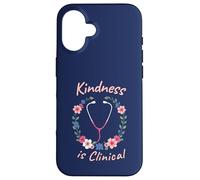 Kindness is Clinical Nurse Couronne de stéthoscope Floral avec Citation Coque pour iPhone 16