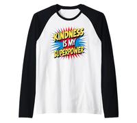 Kindness is My Superpower Anti Bullying Be Kind Comic Kids Manche Raglan