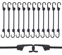 KINDPMA 12 Pièces Tendeurs Elastique avec Crochets, Sandow Elastique 25cm Tendeurs Robustes de 8 mm de Diamètre Cordes Tendeur pour tarps, vélos, Motos, Sécuriser Les Bagages, Chargement de Voiture
