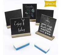 KINDPMA 5PCS Mini Tableau Noir 22,5 * 15,5 cm Ardoise Craie Restaurant Chevalet Ardoise A5 Ardoise de Table avec Socle Ardoise Double Face 2 Effaceur pour Table Mariage Restaurant Anniversaire