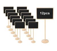 KINDPMA Lot de 12 mini tableaux noirs avec support pour buffet, numéros de table de mariage, étiquettes de prix, panneaux de fête, supports pour mariage, anniversaire, bar, café, boulangerie